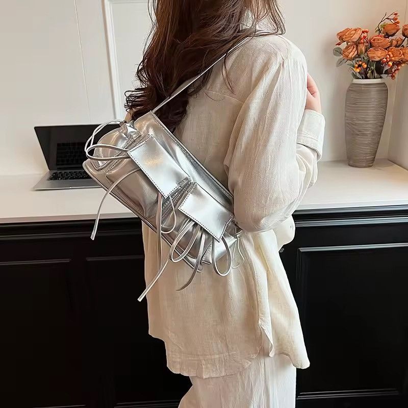 Other Vintage Y2k Style PU Leather Silver Metallic Shoulder Bag Size ONE SIZE - 2 Thumbnail
