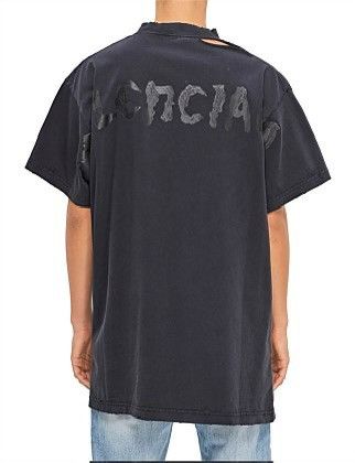 Balenciaga Oversized Distressed Paint Cotton-Jersey T-Shirt Size US S / EU 44-46 / 1 - 4 Thumbnail