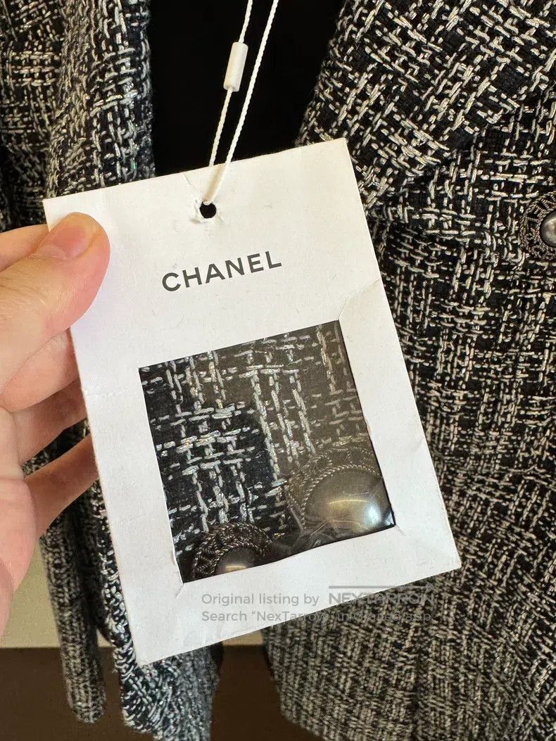 Chanel Chanel Black and silver woven black pearl tweed coat Size XS / US 0-2 / IT 36-38 - 6 Thumbnail