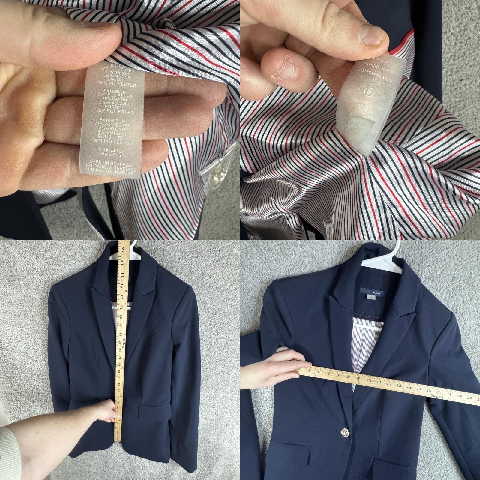 Tommy Hilfiger Tommy Hilfiger Blazer Womens 0 Navy One-Button Lined Gold Button Workwear Shirt (Corrected: Blazer is category) Size XS / US 0-2 / IT 36-38 - 8 Thumbnail