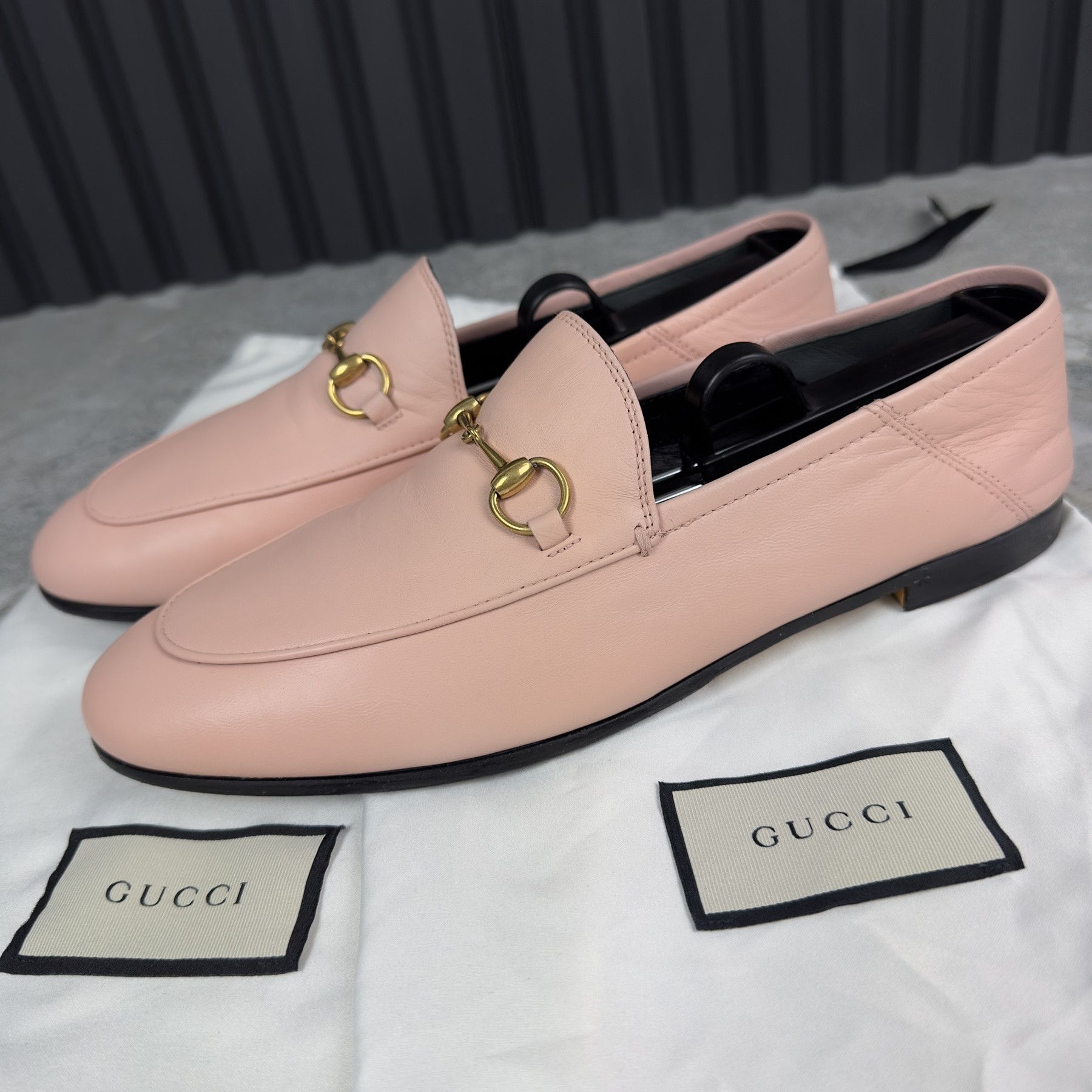 image of Gucci Jordaan Horsebit Collapsible Loafers Leather 40 Eur in Pink, Women's (Size 10)