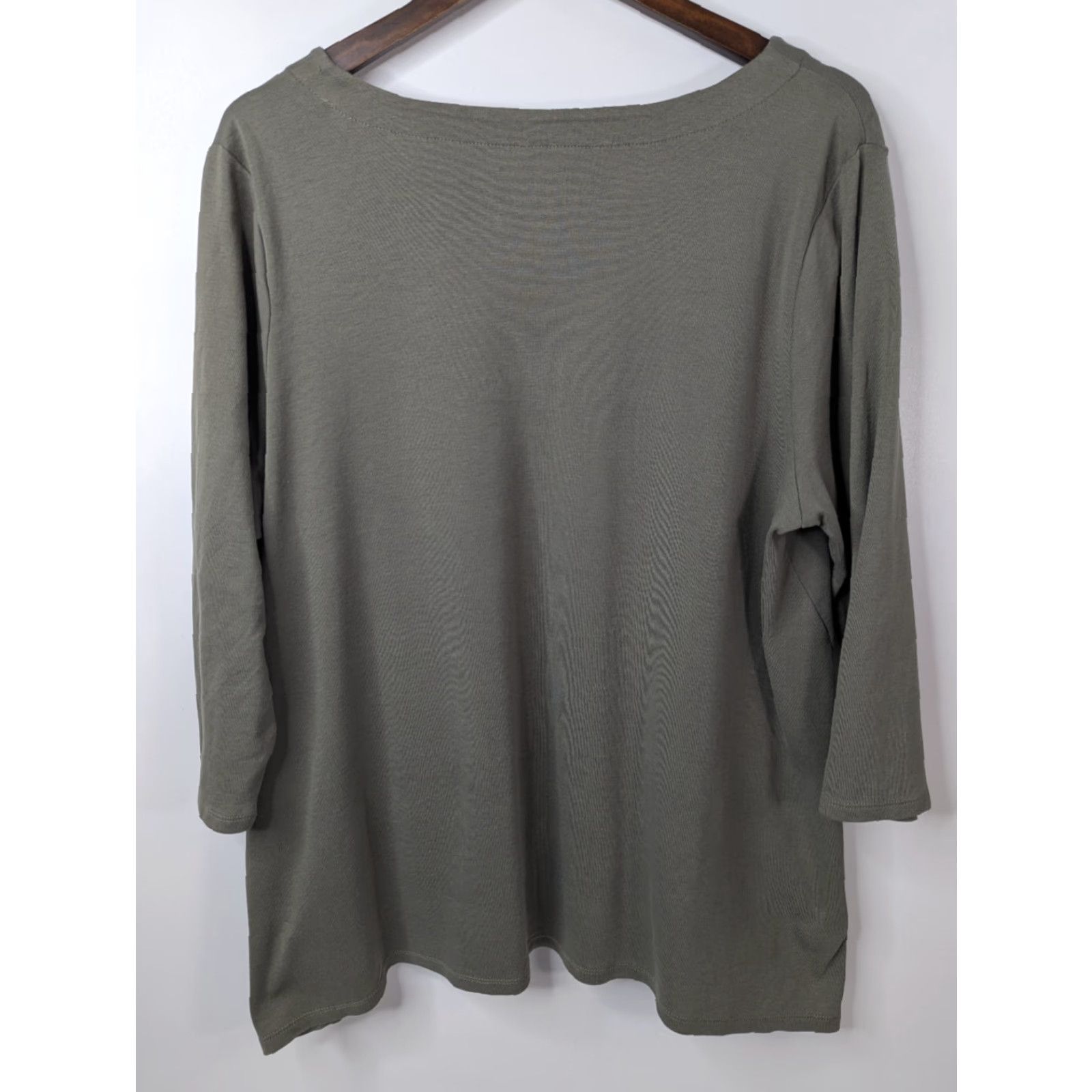 J. Jill J. Jill Shirt Women's XL Olive Green Pima Cotton 3/4 Sleeve V-Neck Tunic Top Blouse Casual Size XL / US 12-14 / IT 48-50 - 5 Thumbnail