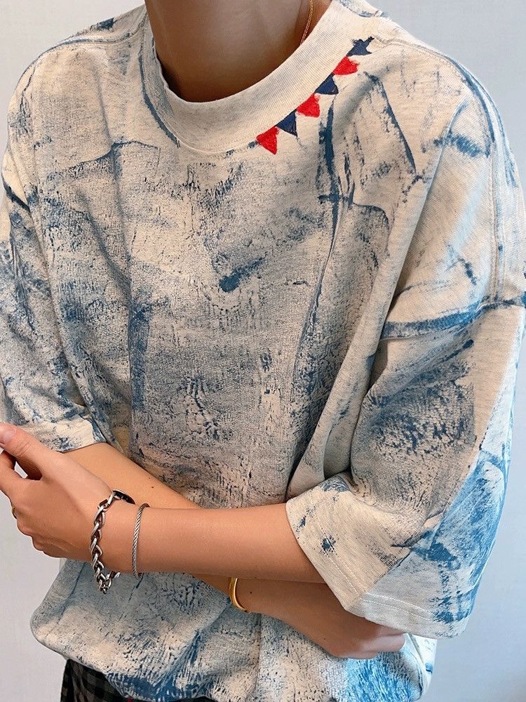 Avant garde fashion oversized dirty paint t-shirt