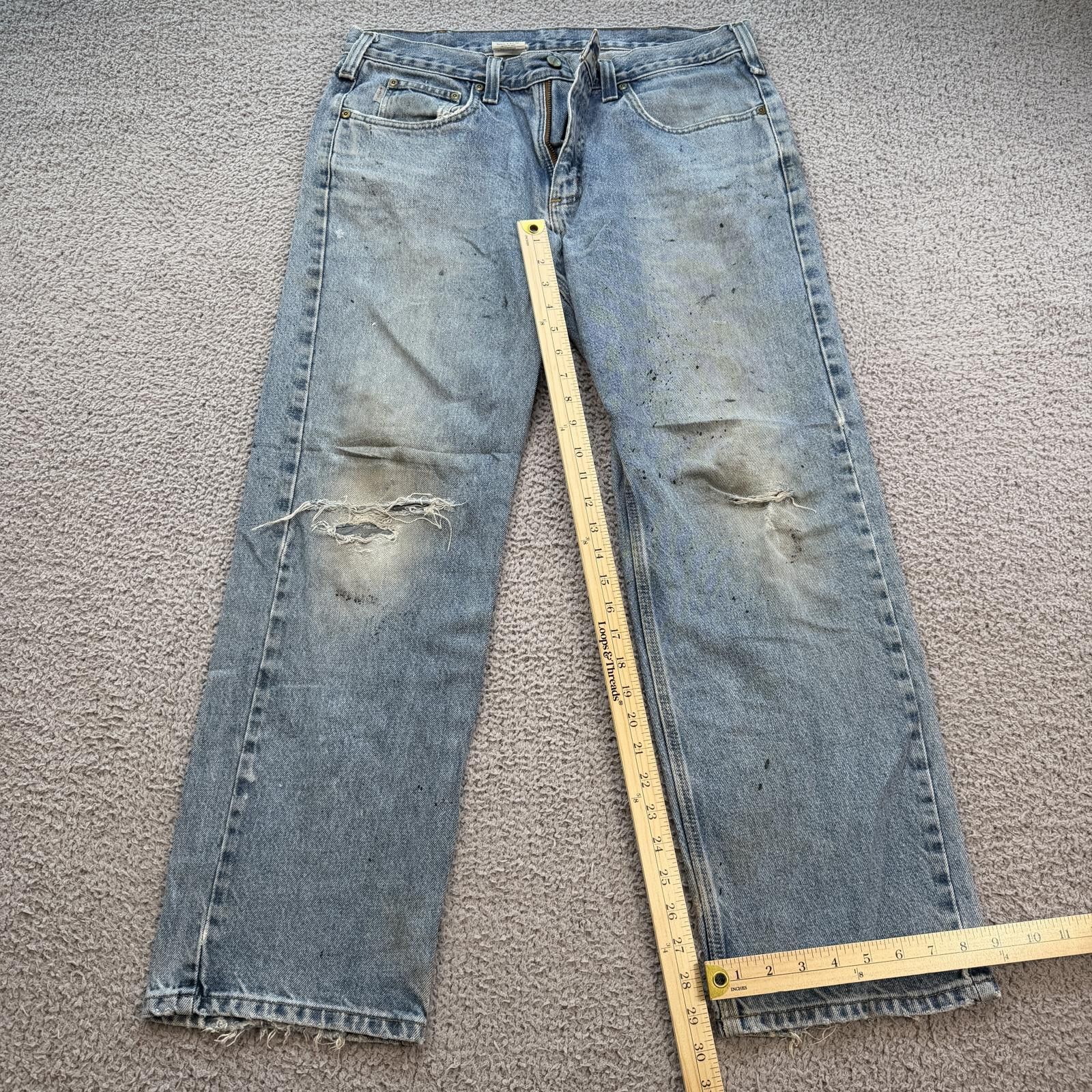 Carhartt Carhartt B480 DPS Distressed Workwear Jeans 35x30 Faded Size US 35 - 4 Thumbnail