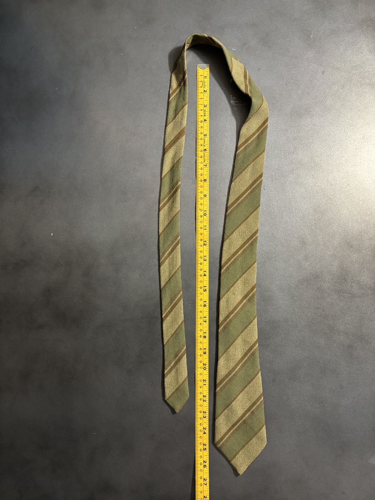 Vintage Made in Scotland Vintage Wool Tie Crofter Striped Green 70s Size ONE SIZE - 5 Thumbnail
