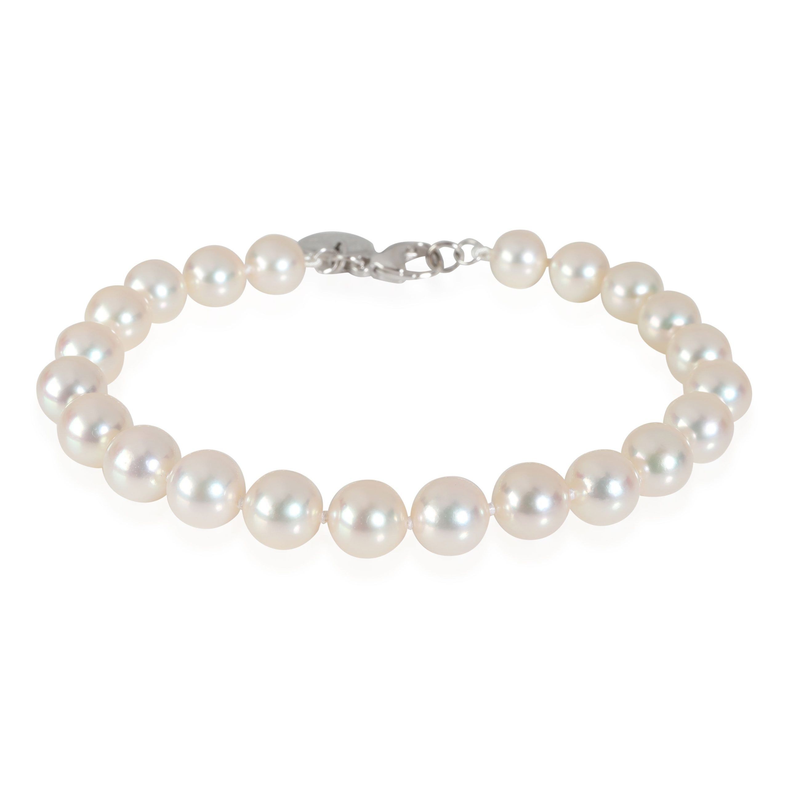 image of Tiffany Co Tiffany & Co. Essential Pearls Pearl Bracelet In 18K 18 Karat White Gold, Women's