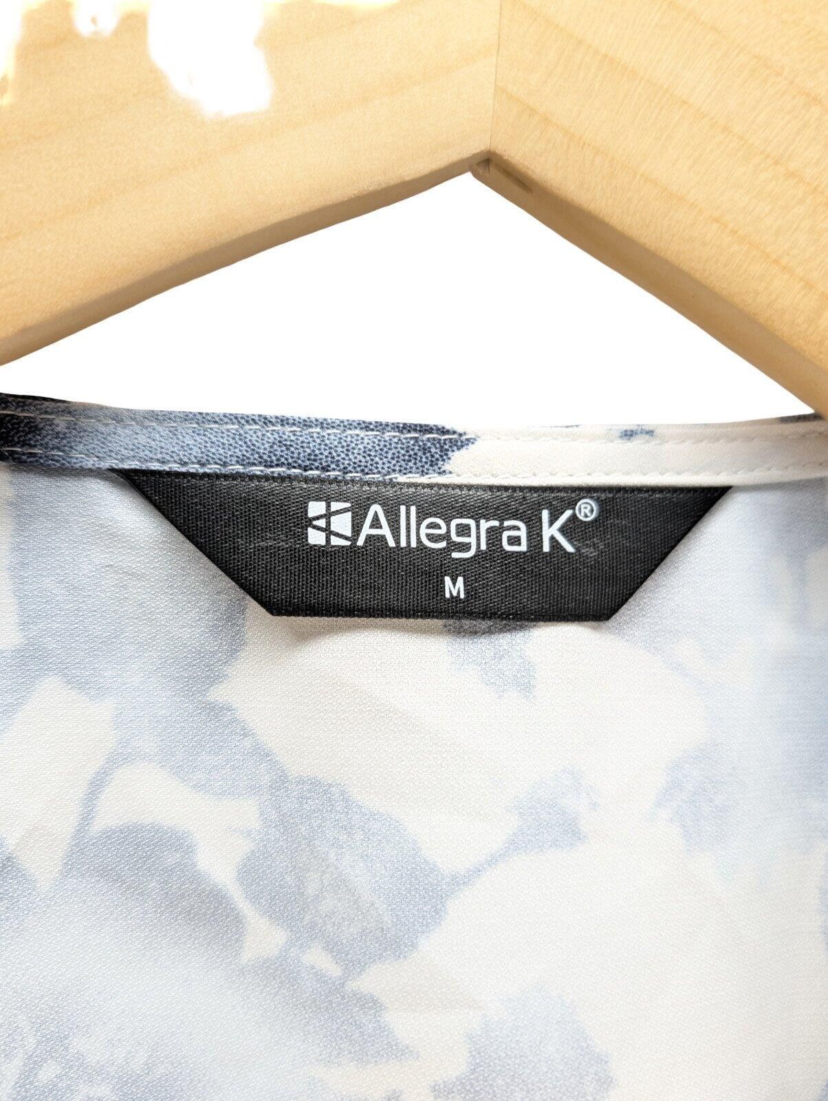 Allegri Allegra K Blouse M Tie Waist Ruffle Sleeve White Blue Floral Size M / US 6-8 / IT 42-44 - 6 Thumbnail