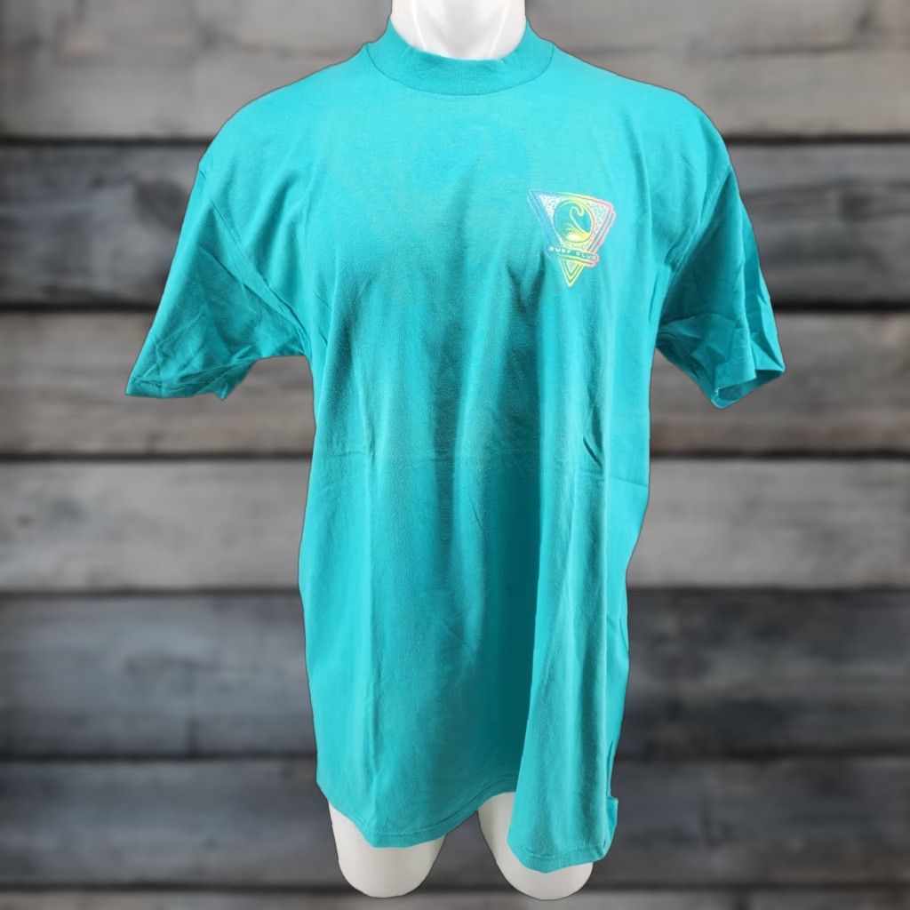 Vintage VINTAGE 1988 St. Thomas Surf Club Shirt XL Green 80s Surfwear Men T-Shirt Single Stitch Mens Size US XL / EU 56 / 4 - 1 Thumbnail