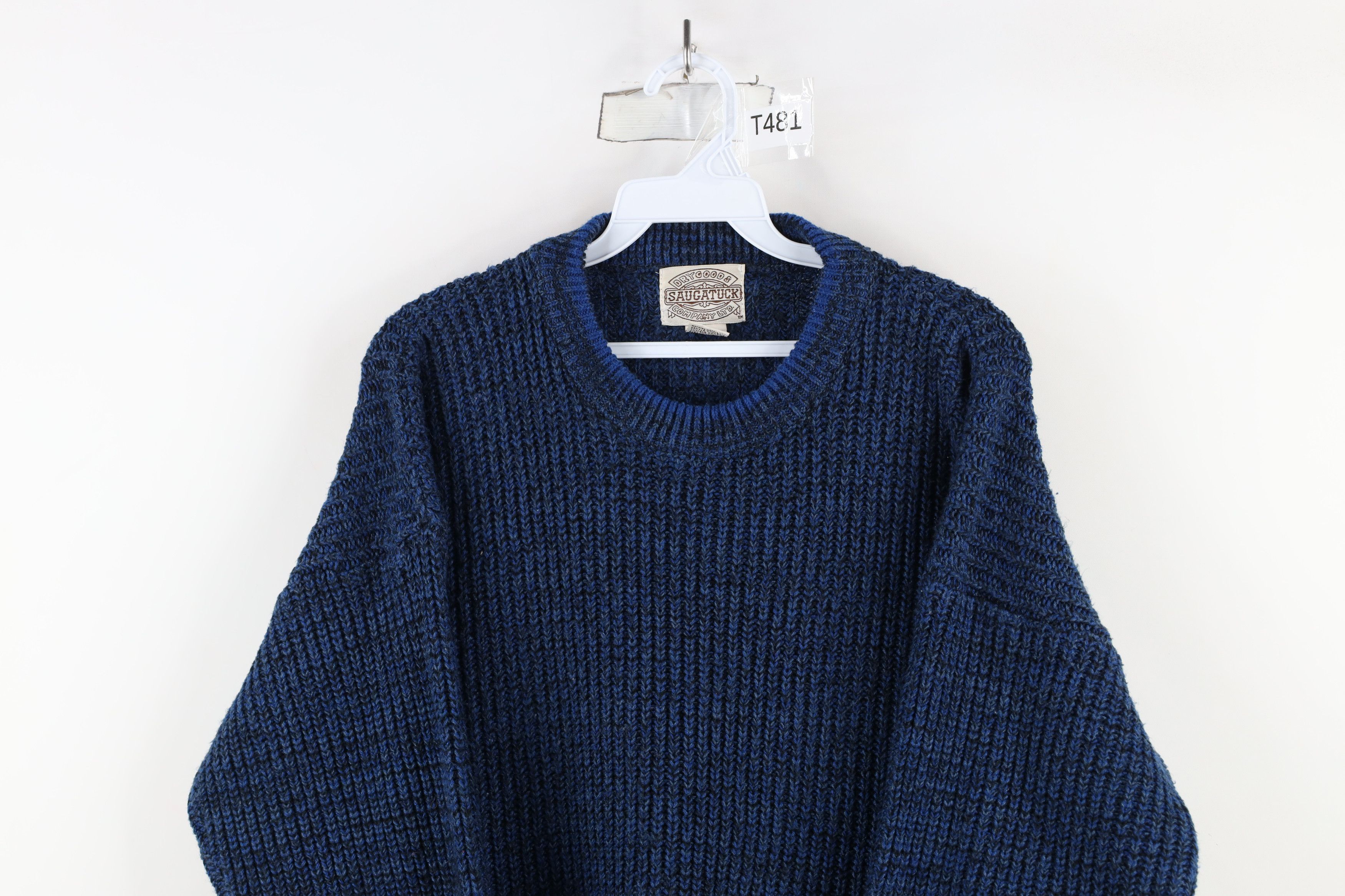 Vintage Vintage 90s Streetwear Ribbed Knit Crewneck Sweater Blue Size US M / EU 48-50 / 2 - 2 Thumbnail