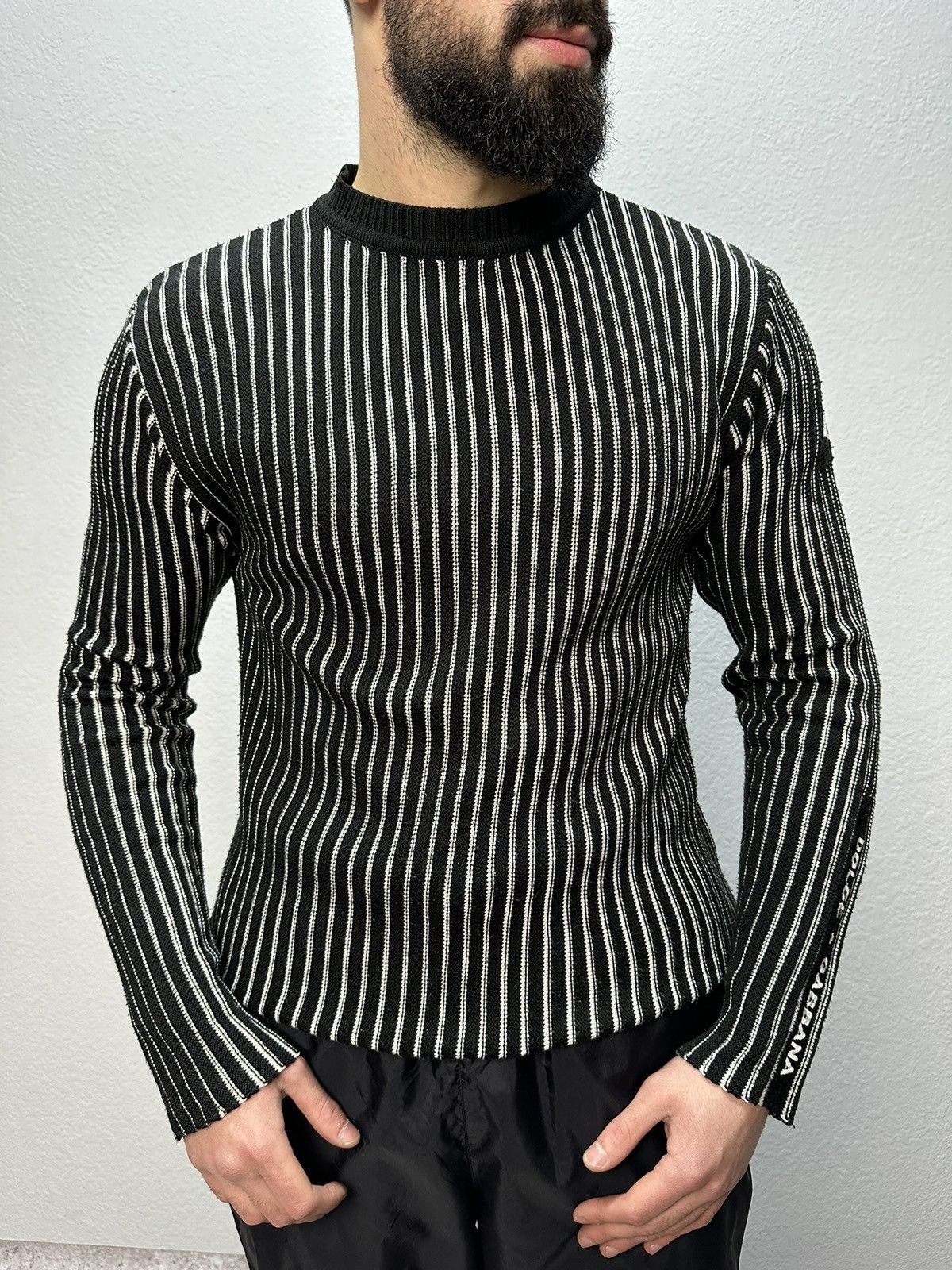 Vintage Vintage Dolce Gabbana Knitted Sweater Striped Ribbed Washed Size US L / EU 52-54 / 3 - 4 Thumbnail