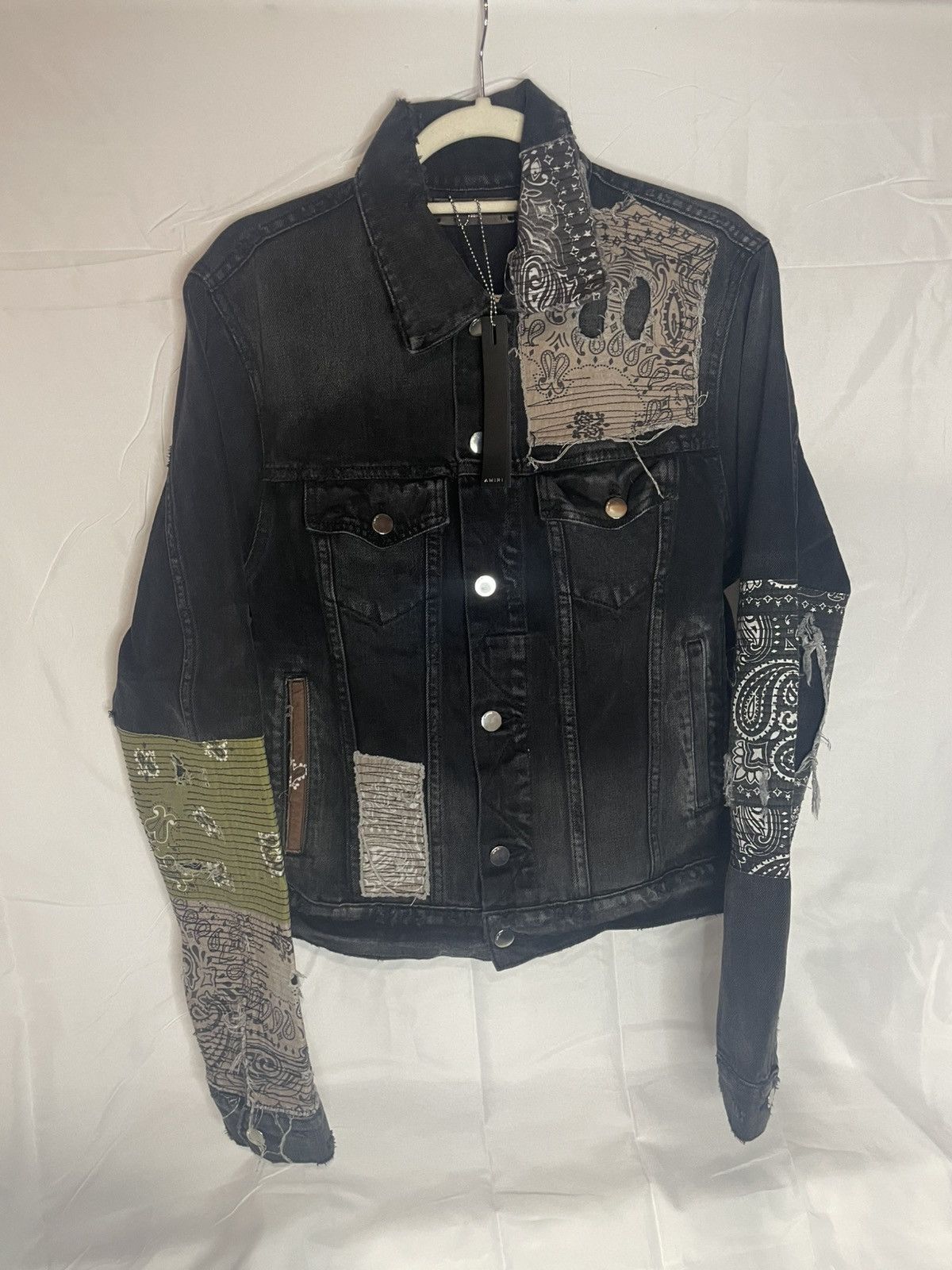 Amiri 2022 Bandana Patch Work Denim Button Up Trucker Jacket Size US M / EU 48-50 / 2 - 1 Thumbnail