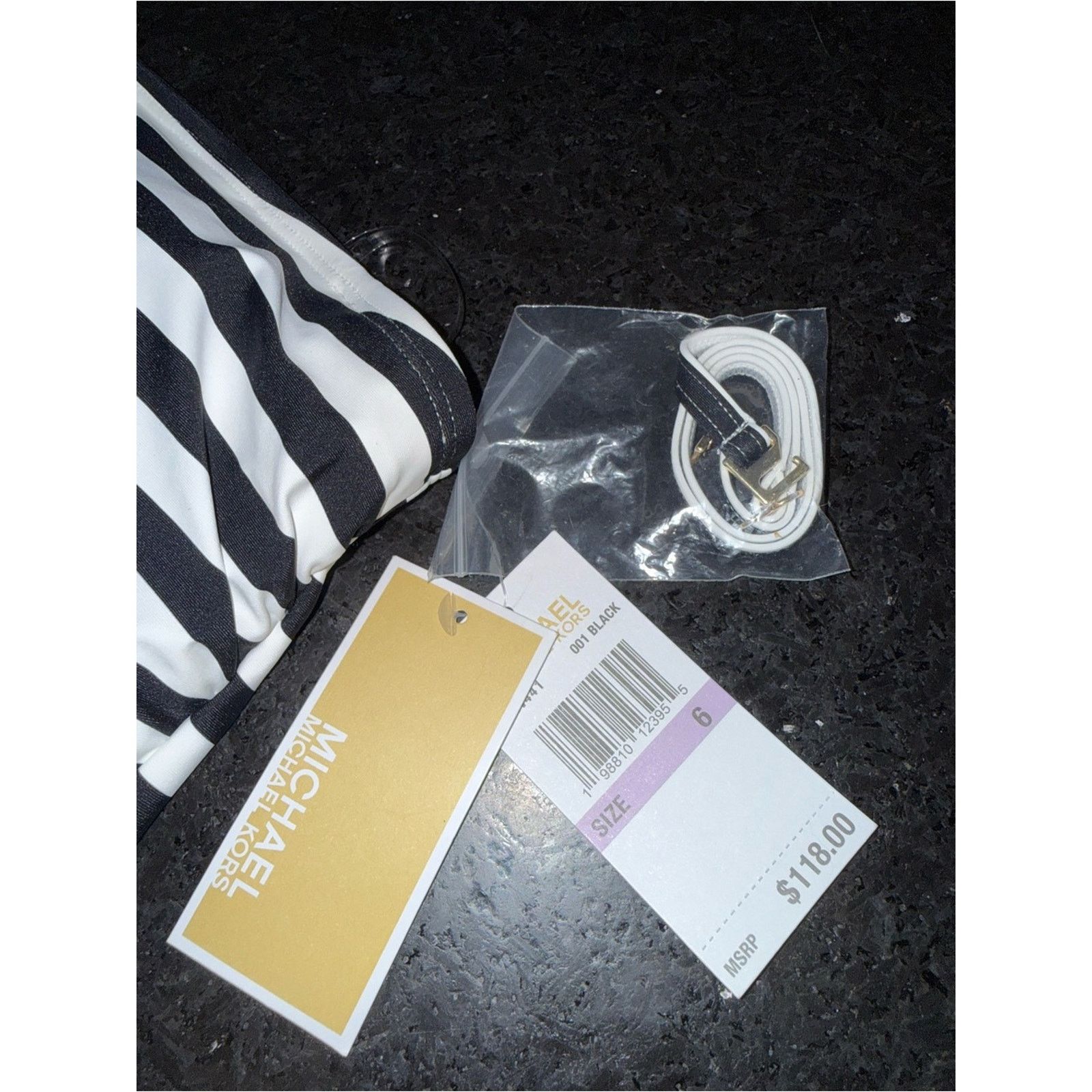 Michael Kors MICHAEL KORS Black White Striped One Piece Swimsuit SZ 6 Size ONE SIZE - 3 Thumbnail