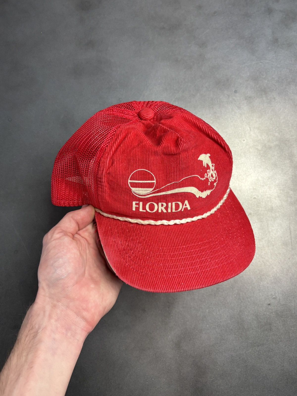 Vintage 1980s Vintage Corduroy Trucker Hat Mesh Snapback Thrashed Size ONE SIZE - 2 Thumbnail