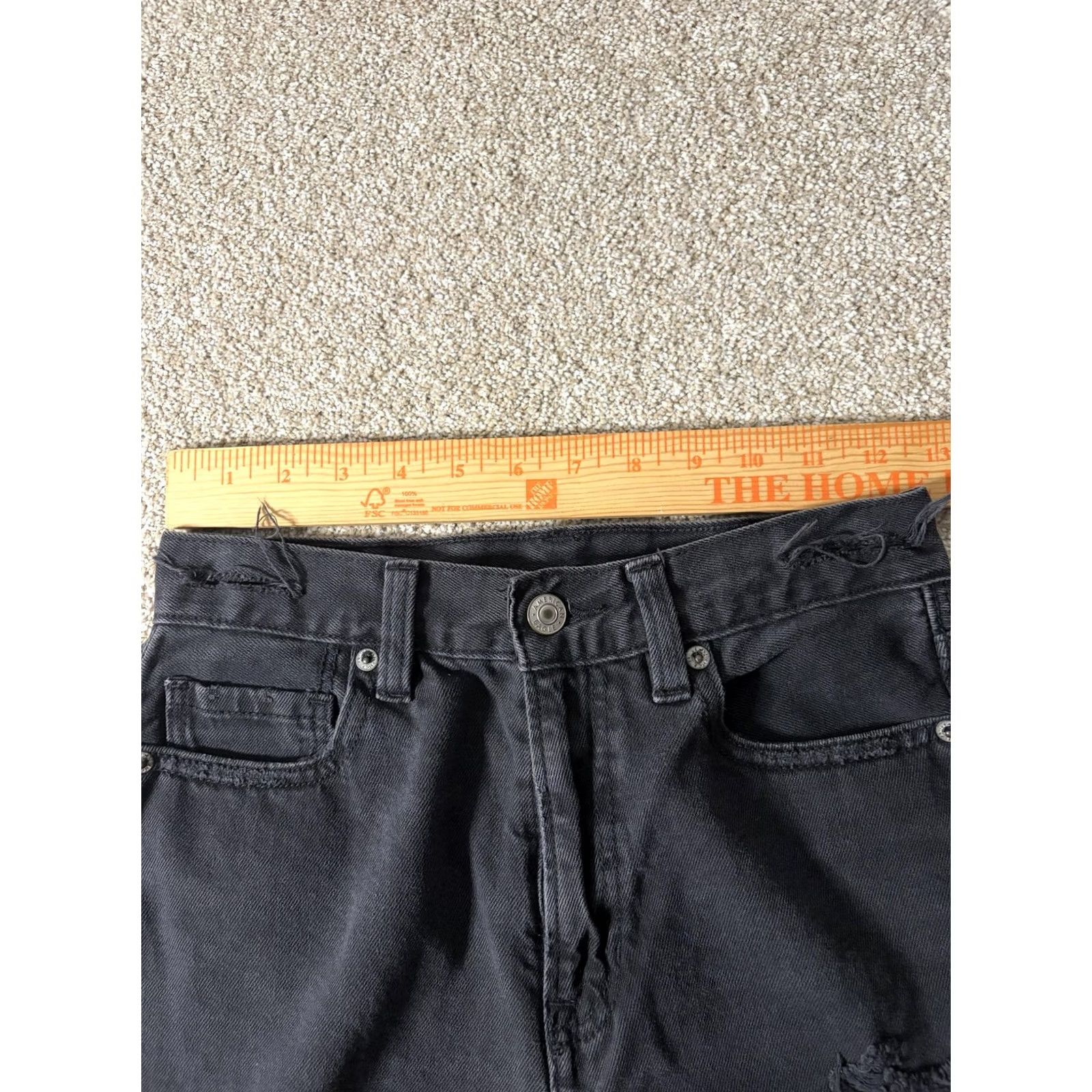 American Eagle Outfitters American Eagle Womens Jeans Mom 16 Black Charcoal High Rise Distressed 34x28 Size 38" / US 16 / IT 52 - 7 Thumbnail