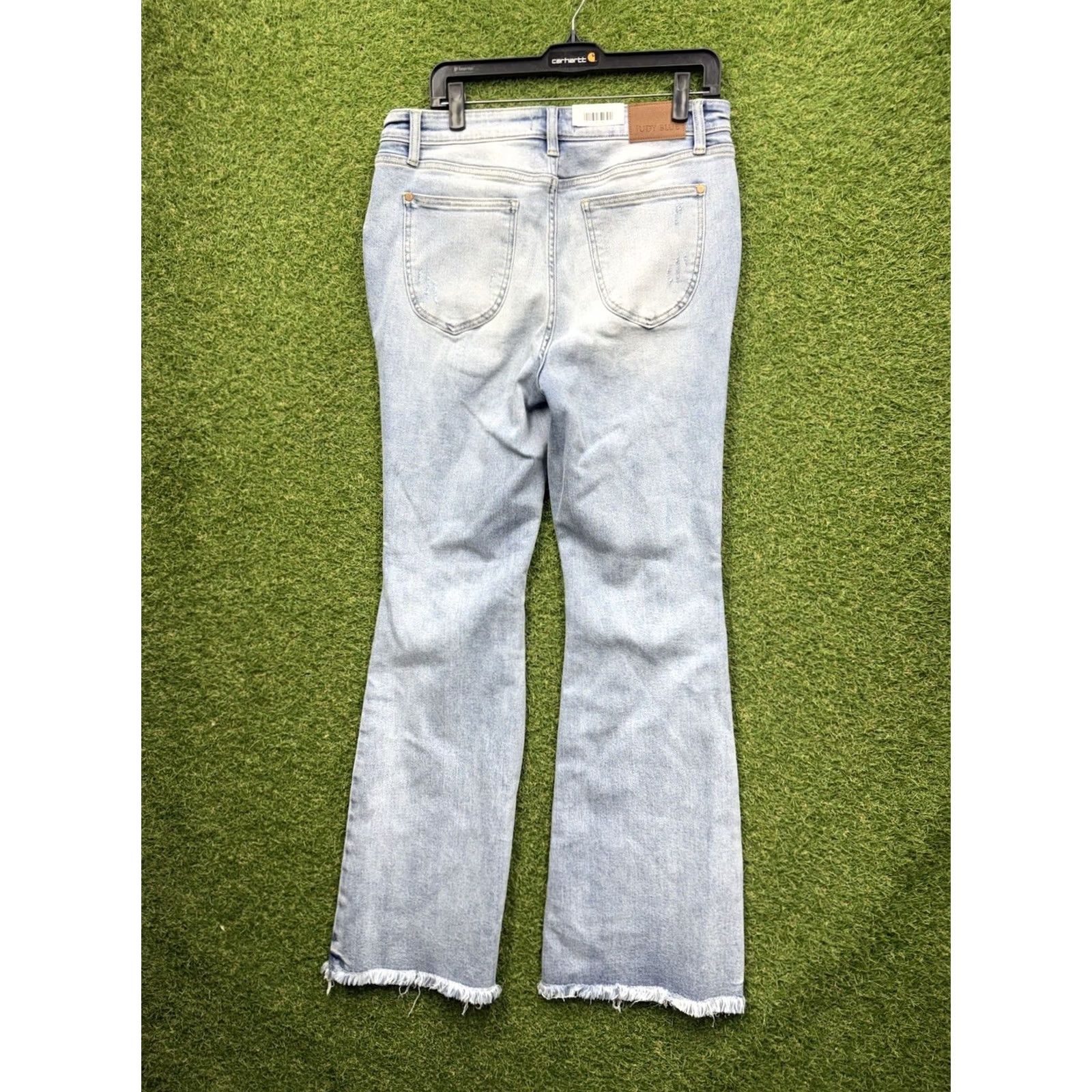 Vintage Judy Blue Jeans Flare Women's 13/31 High Rise Raw Hem Light Wash Stretch NWT Denim 5-Pocket Regular Inseam 33 Blue Jeans Women's Jeans Size 34" / US 12 / IT 48 - 2 Thumbnail