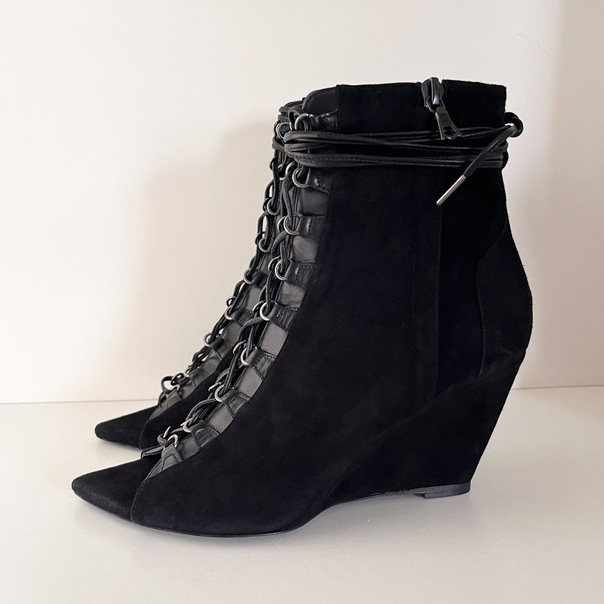Narciso Rodriguez Black suede Lace-Up Wedge Boots