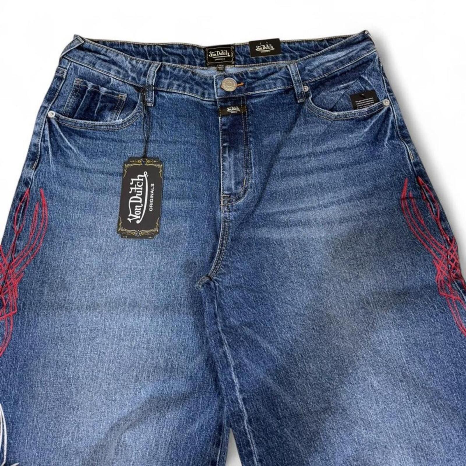 Von Dutch Y2K style Von Dutch wide leg jeans printed and patches desgn Size 32" / US 10 / IT 46 - 4 Thumbnail