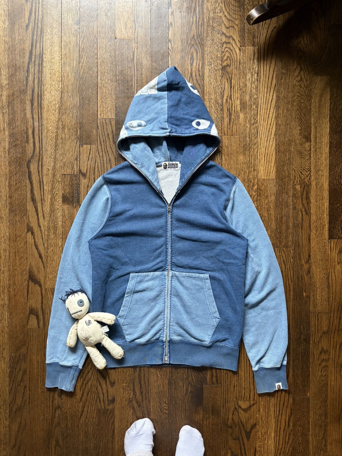 Bape Bape Indigo Full Zip Shark Hoodie Size US M / EU 48-50 / 2 - 1 Thumbnail