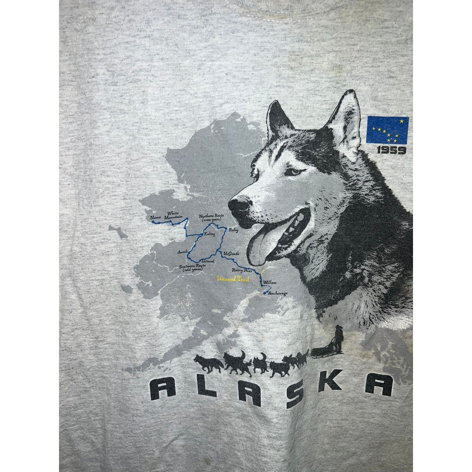 Gildan Vintage Alaska Iditarod Shirt Dog Racing Race Gray Tee 2XL Size US XXL / EU 58 / 5 - 2 Thumbnail