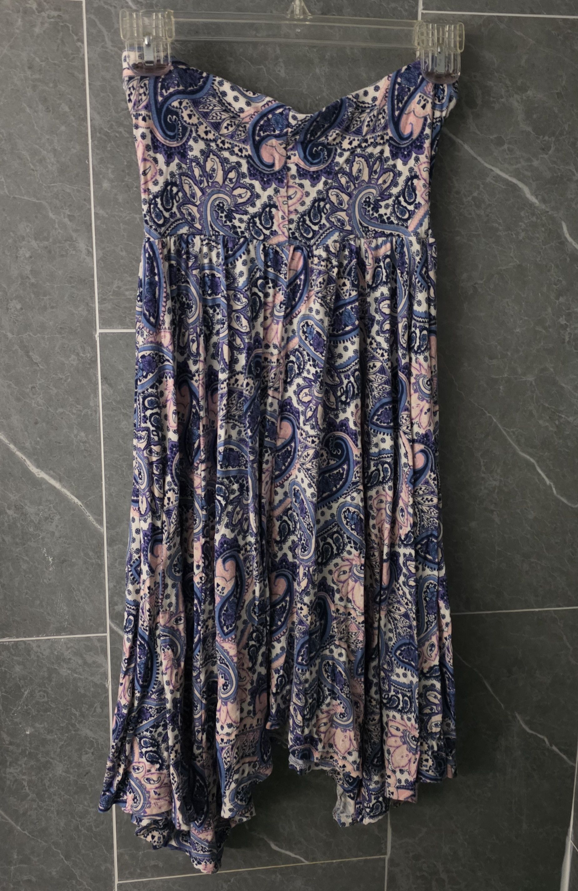 Express Express Paisley Floral Print Pink Blue Strapless Dress XS Size XS / US 0-2 / IT 36-38 - 2 Thumbnail