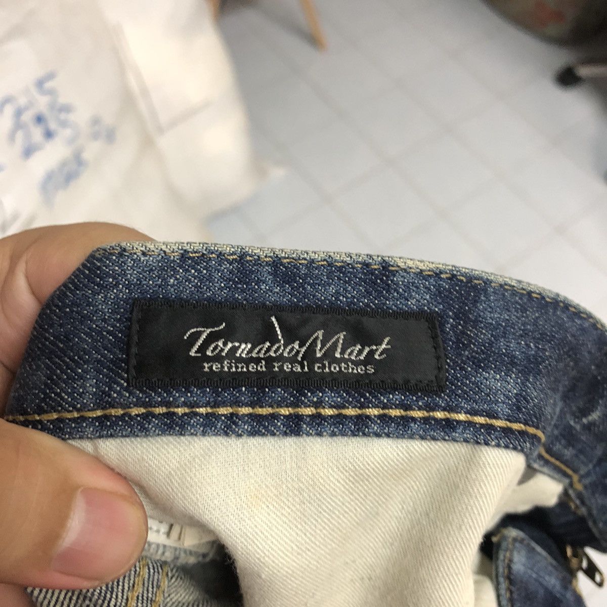 Tornado Mart DL Tornado Mart Blue Distressed Denim Pants #C145 Size US 33 - 21 Thumbnail