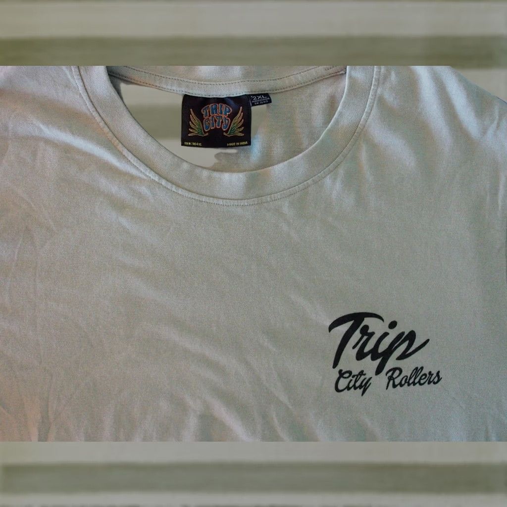 Vintage Trip City Rollers Premium Sativa Cannabis Graphic T Shirt Mens 2XL Gray Cotton/Polyester Beach Nature Outdoor Tropical 2XL Mens Size US XXL / EU 58 / 5 - 1 Thumbnail