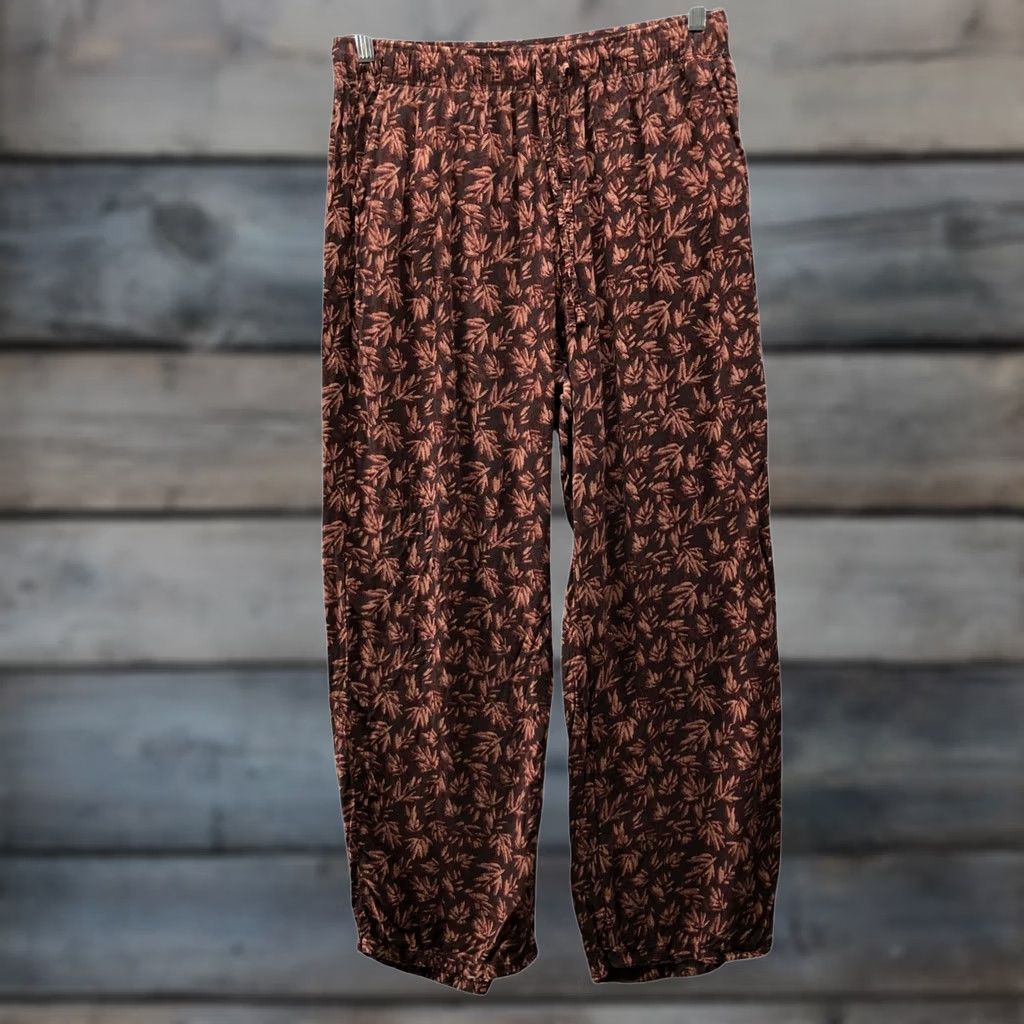 Uniqlo Uniqlo Pajama Pants Womens L Rayon Brown Palm Print Lounge Lightweight Tropical Size 36" / US 14 / IT 50 - 1 Thumbnail