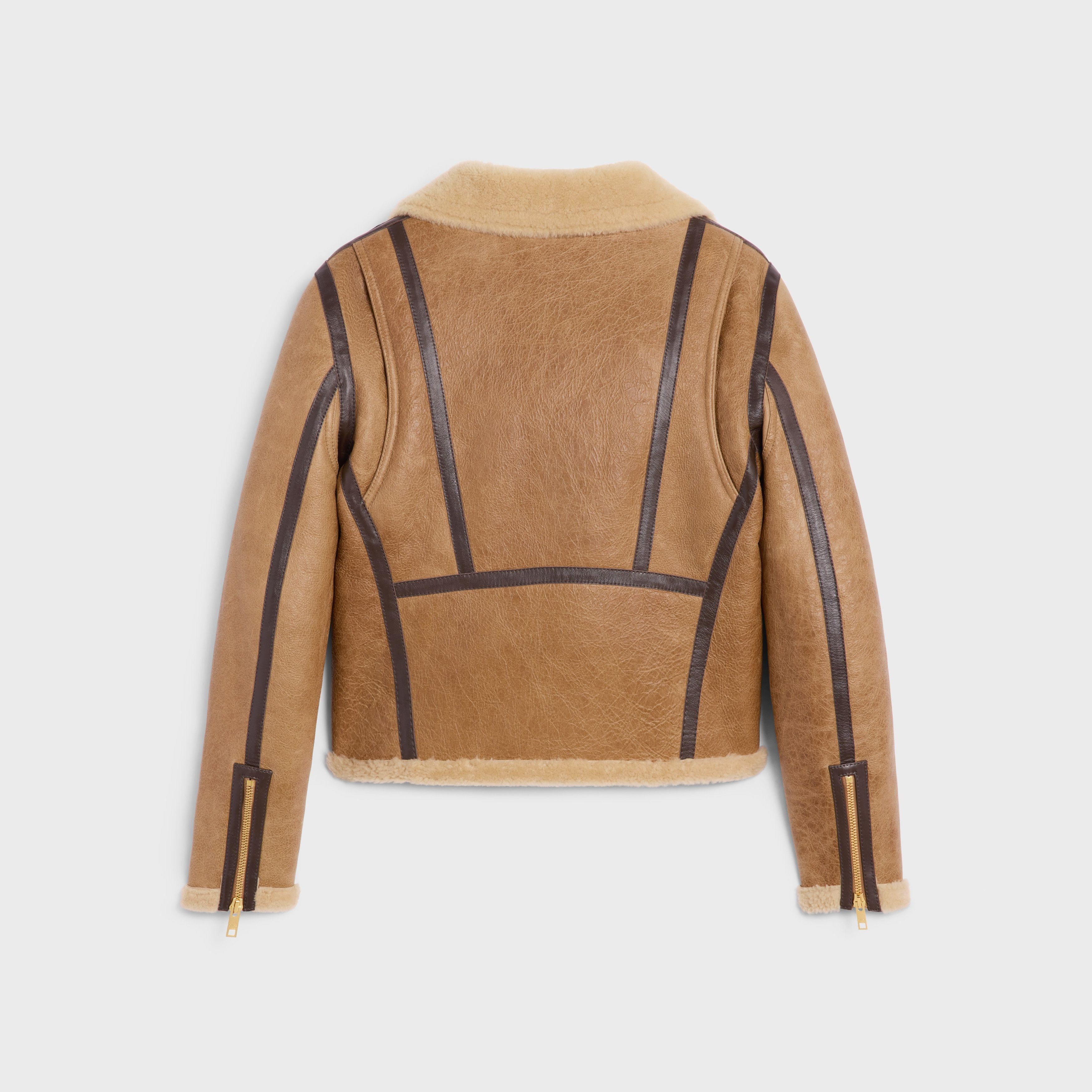 Celine o1bcso1str0925 2EG23644V Biker Jacket in Camel/Cream Size XS / US 0-2 / IT 36-38 - 2 Thumbnail