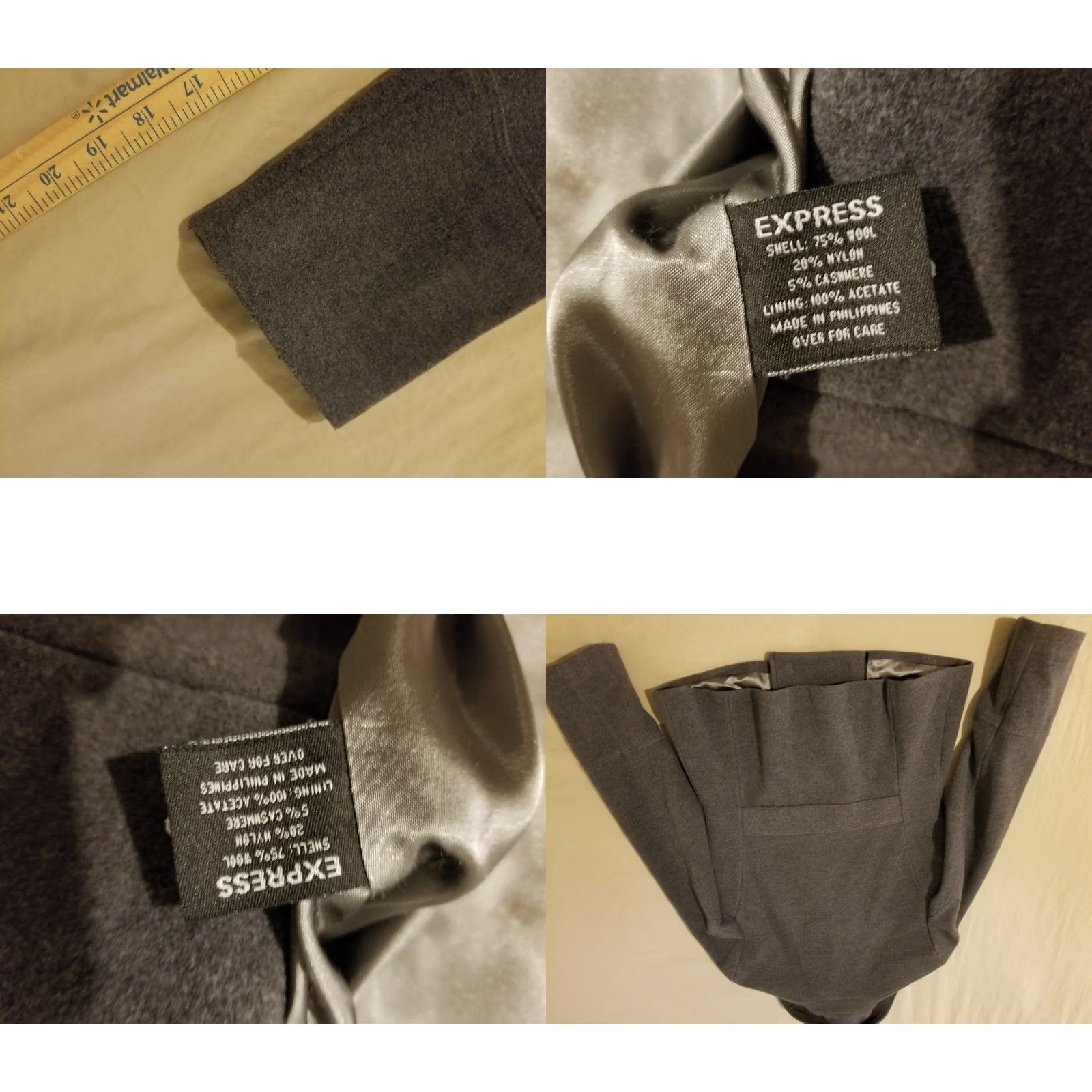 Express Express Womens Grey Wool Pea Coat Jacket 6 Size M / US 6-8 / IT 42-44 - 8 Thumbnail