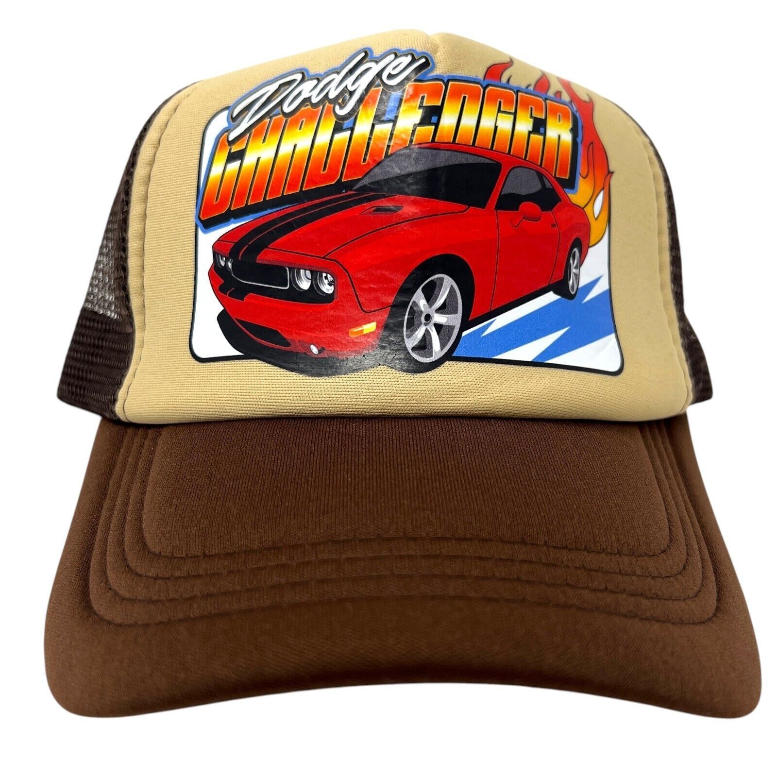 Reason Dodge Challenger Mesh Snapback Trucker Hat Cap Brown Size ONE SIZE - 4 Thumbnail