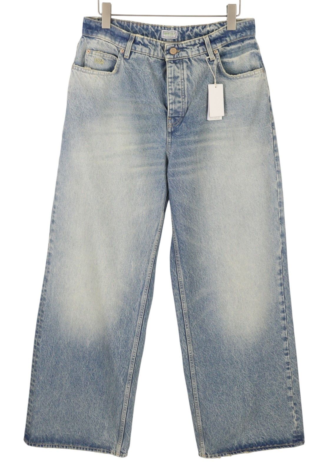 Guess W33 Blue Whiskers Relaxed Button Fly Denim 87826 Size US 33 - 1 Thumbnail