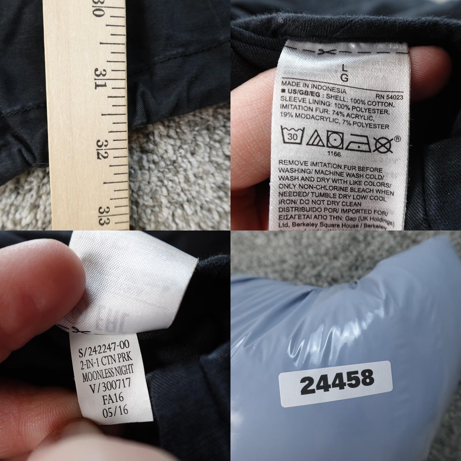 Gap VINTAGE Gap Coat Womens L Black Lined Military Fishtail Parka Faux Fur Hood Jacket Warm Size L / US 10 / IT 46 - 8 Thumbnail