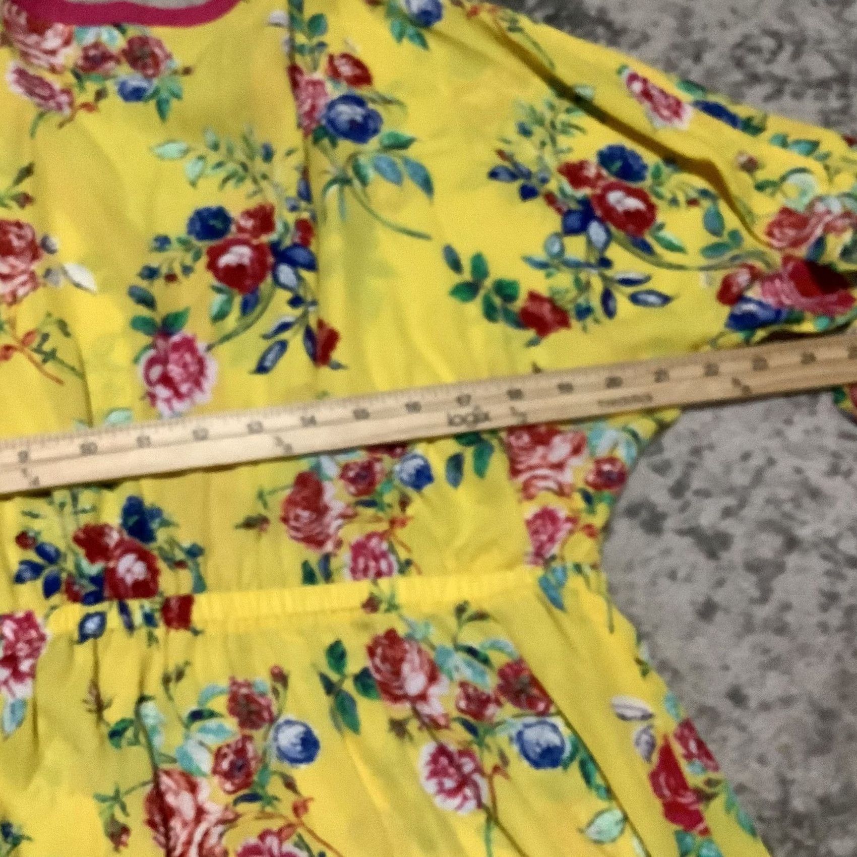 Vintage Pioneer Woman Blouse Dolman Sleeve Women M Yellow Floral 100% Polyester V-Neck Pullover Casual Modern Size M / US 6-8 / IT 42-44 - 5 Thumbnail