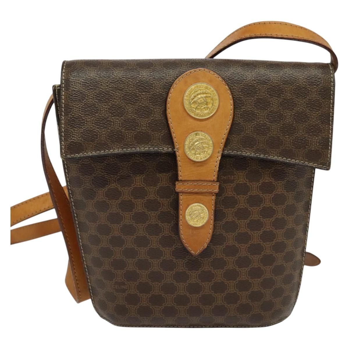 Celine CELINE Macadam Canvas Shoulder Bag Pvc Leather Brown Gold Size ONE SIZE - 2 Thumbnail