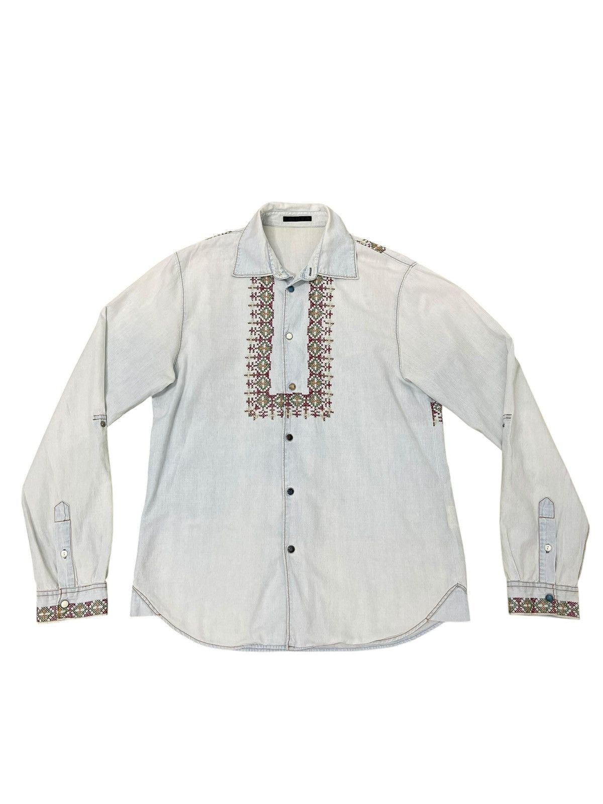 Comme des Garcons Homme Native Western Shirt Iroquois Japan Faded Blue Chambray 6🟩8 Size US M / EU 48-50 / 2 - 2 Thumbnail