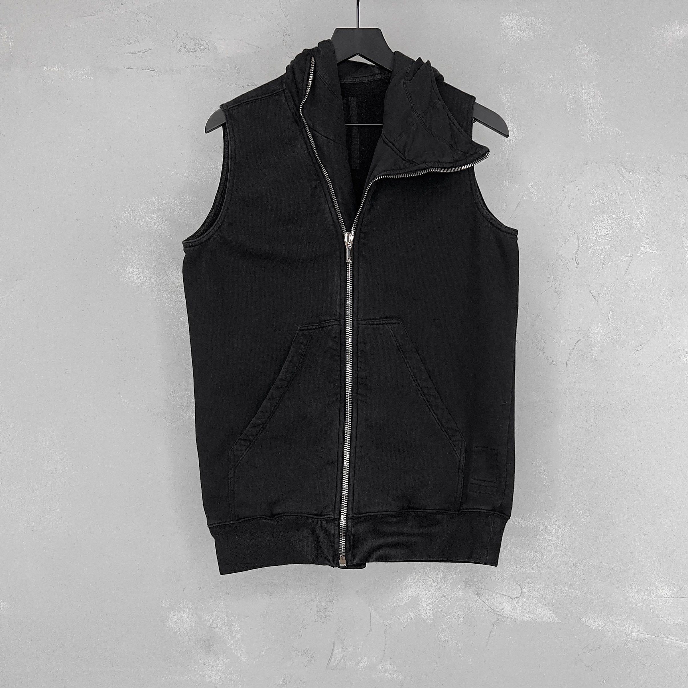 image of Rick Owens x Rick Owens Drkshdw S17 Mountain Hoodie Vest Cotton Fleece in Black, Men's (Size XS)