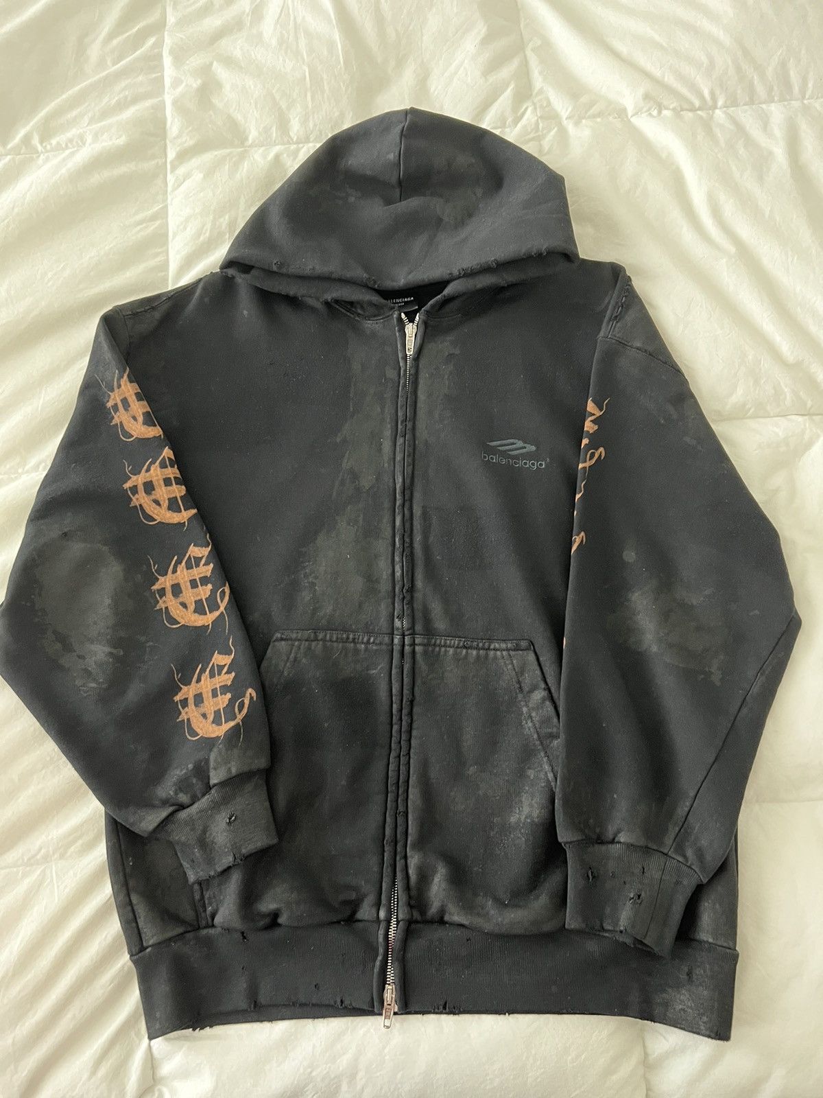 BALENCIAGA ポロ ジップフーディー Balenciaga BALENCIAGA HEAVY METAL ZIP UP MUD HOODIE | Grailed