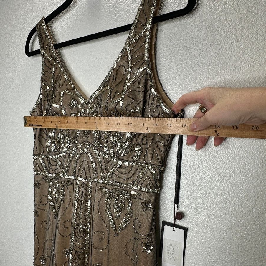 Other NWT Sue Wong Beaded Gold Top Black Fringe Bottom Dress 8 Size M / US 6-8 / IT 42-44 - 13 Thumbnail
