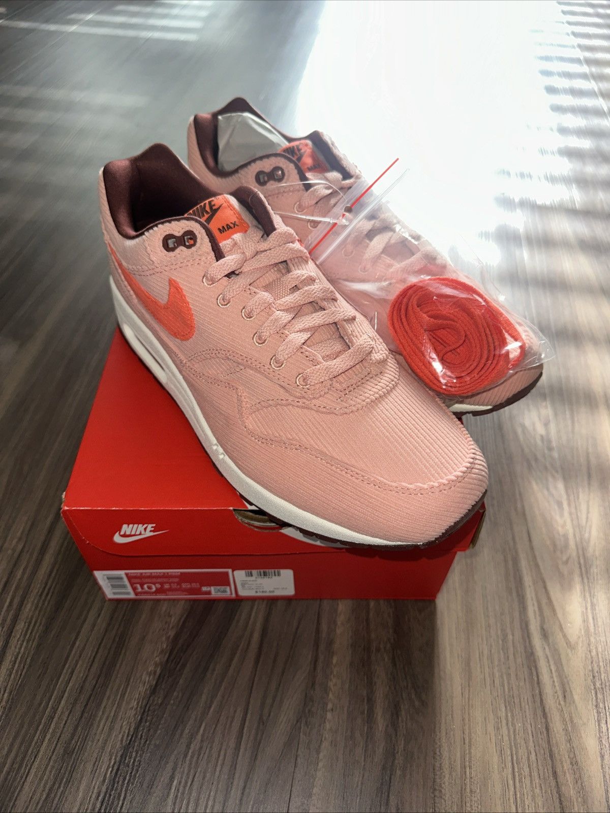 Nike Nike Air Max 1 Premium Corduroy Coral Stardust 2022 M 10.5 Size US 10.5 / EU 43-44 - 1 Thumbnail