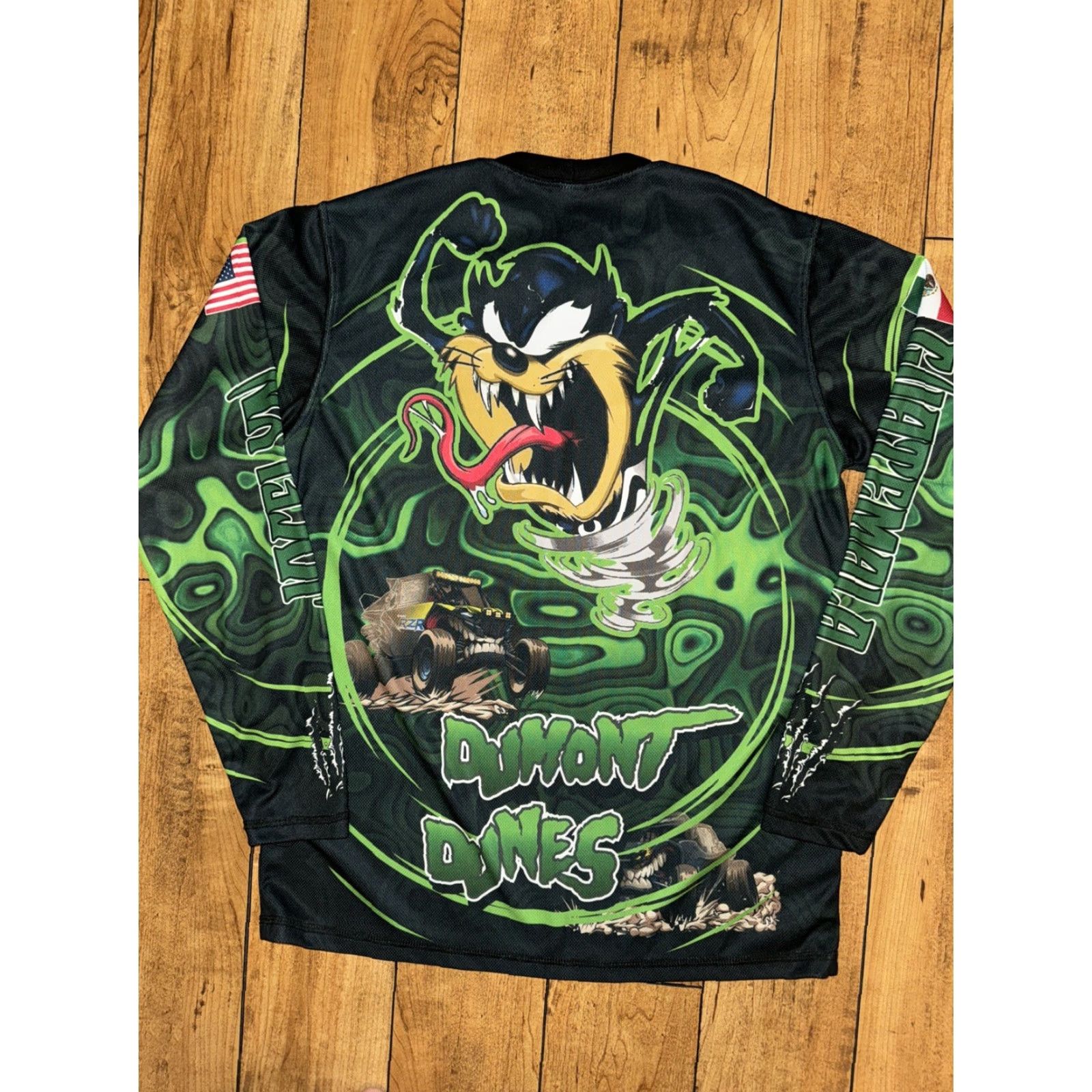 Vintage Off Roading Motorcross Long Sleeve Shirt Unbranded Unisex Adults S Black Tazmanian Devil Green 19x25 Size US S / EU 44-46 / 1 - 6 Thumbnail