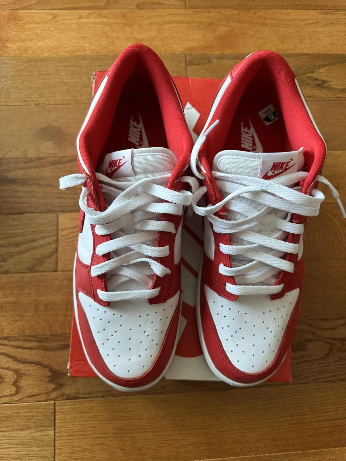 Nike Dunk Low White Red Size US 12 / EU 45 - 5 Thumbnail