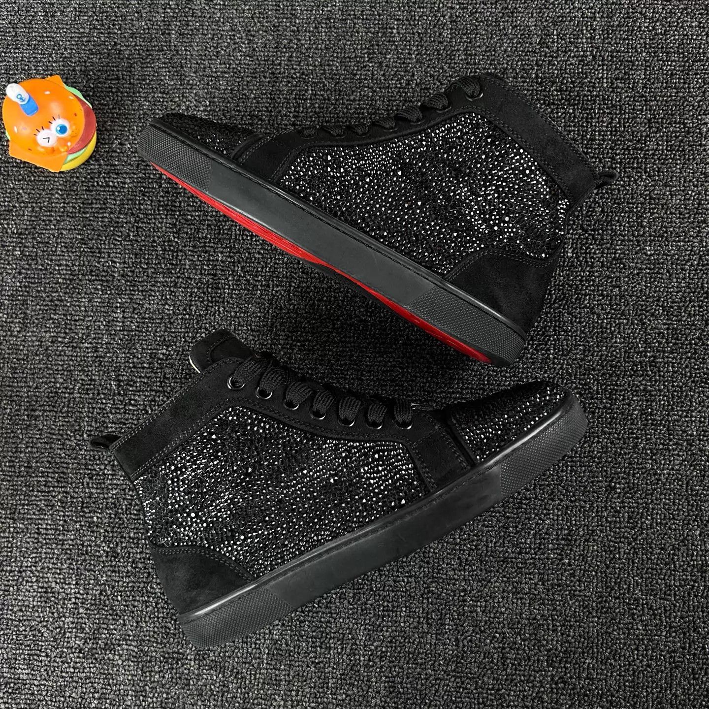 Christian Louboutin CL Black Paved Crystal Sneaker Size 36 HB6747 Size US 5.5 / IT 35.5 - 4 Thumbnail