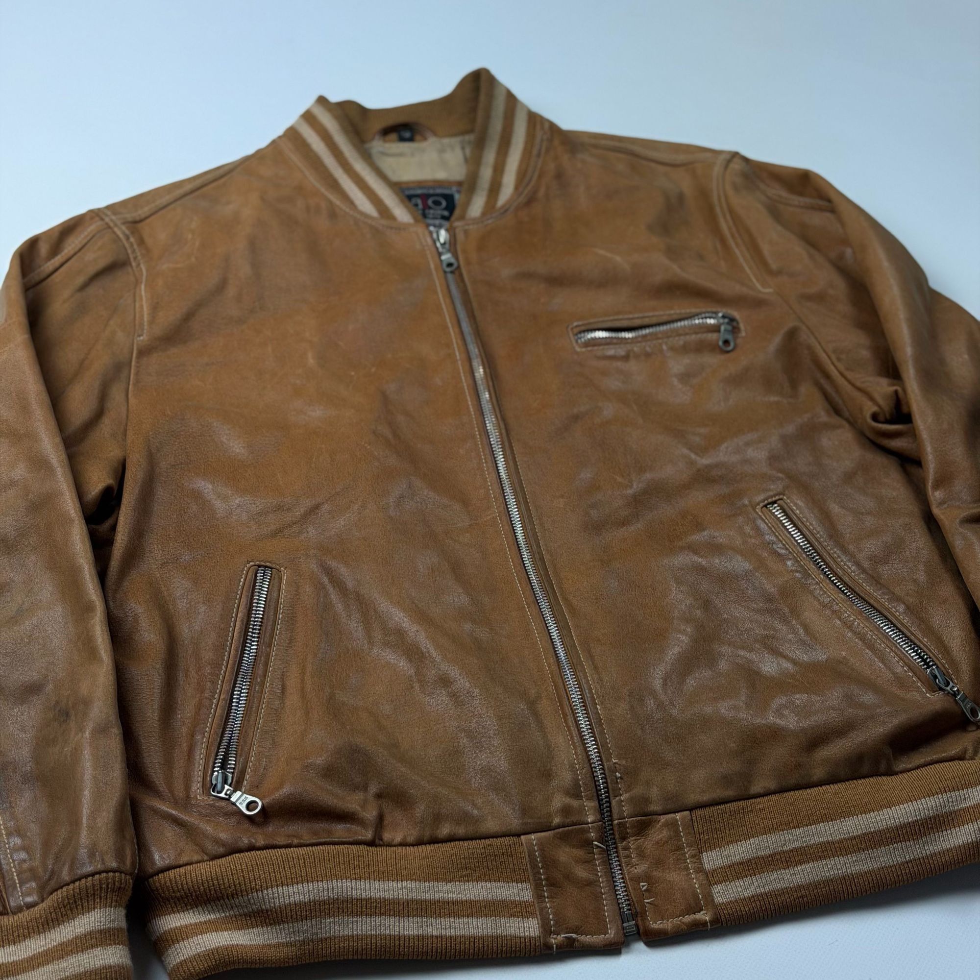 Vintage Vintage 90s Brown Leather Bomber Jacket American Aviator Pil Size US L / EU 52-54 / 3 - 2 Thumbnail