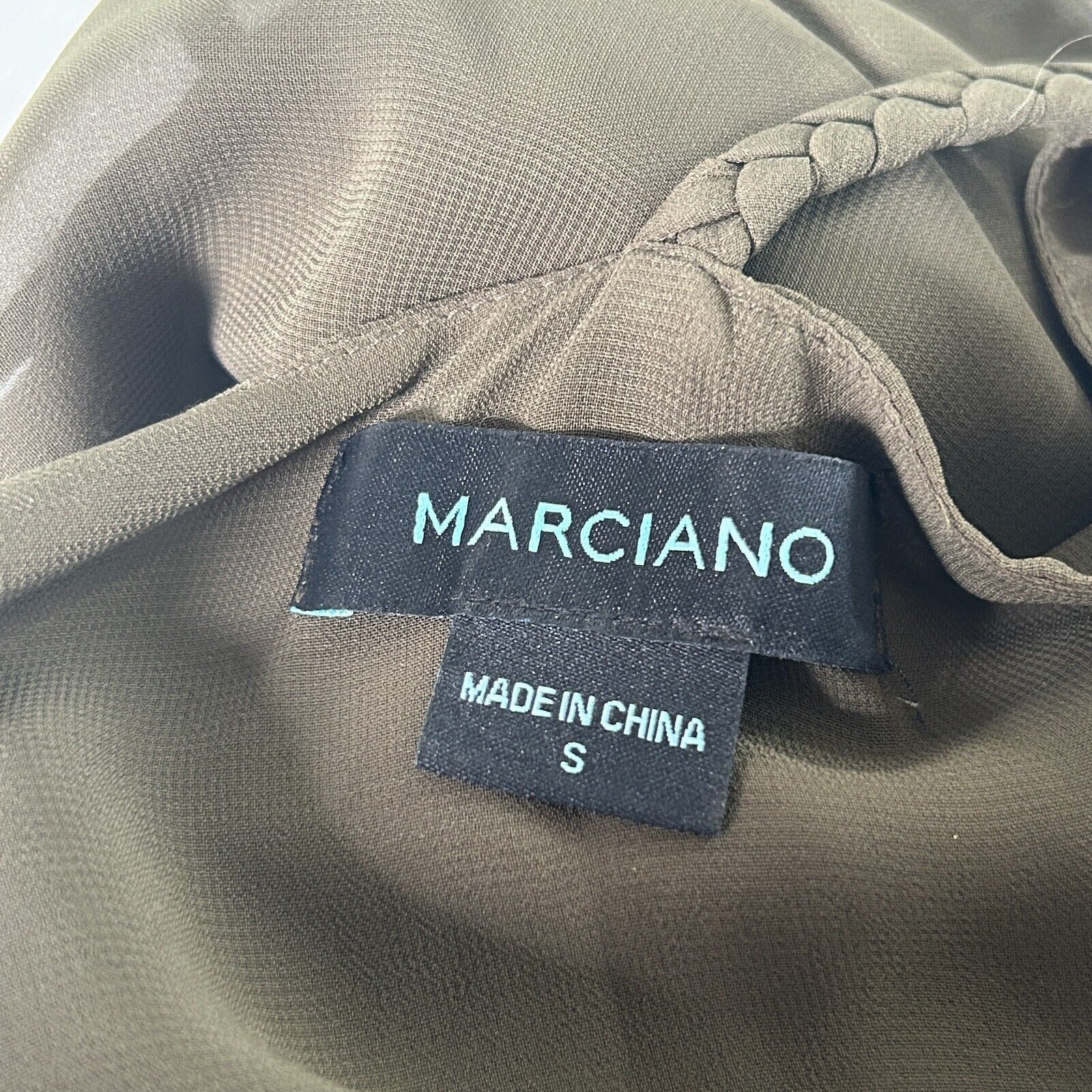 Other Marciano Olive VNeck Braided Racer Back Semi Sheer Blouse SM Size S / US 4 / IT 40 - 6 Thumbnail