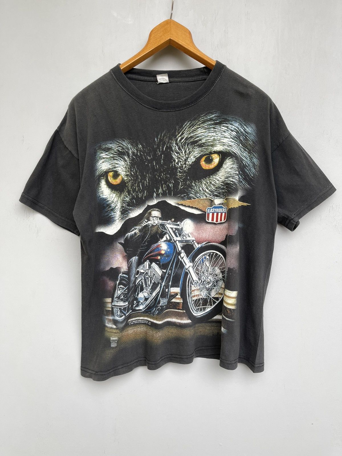 Vintage EASYRIDERS 1999 Rare 3D Big Print Moto USA Biker Tee