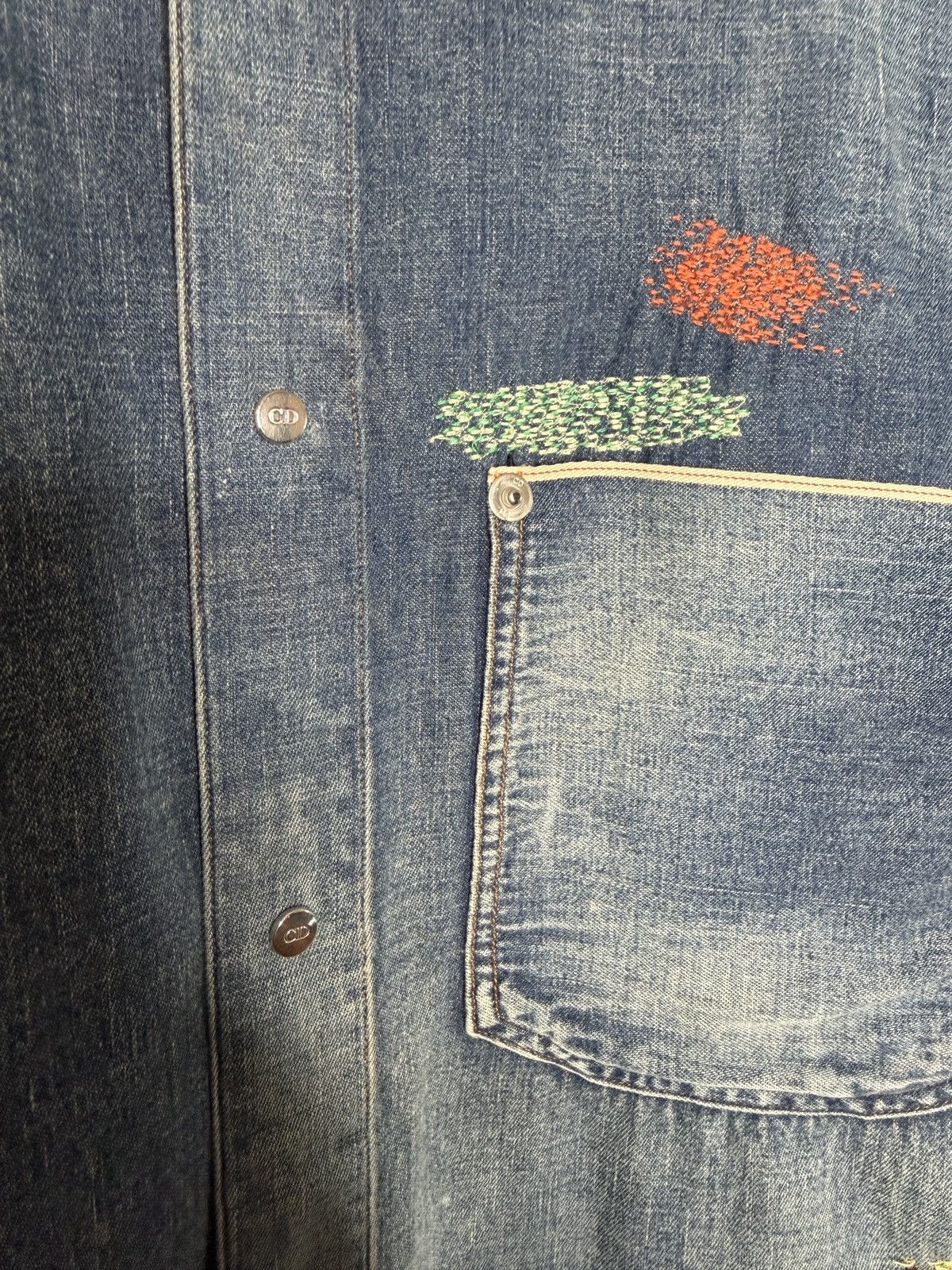 Dior Dior Stitch-Work Embroidery Denim Button Up- Hedi Slimane Size US S / EU 44-46 / 1 - 5 Thumbnail