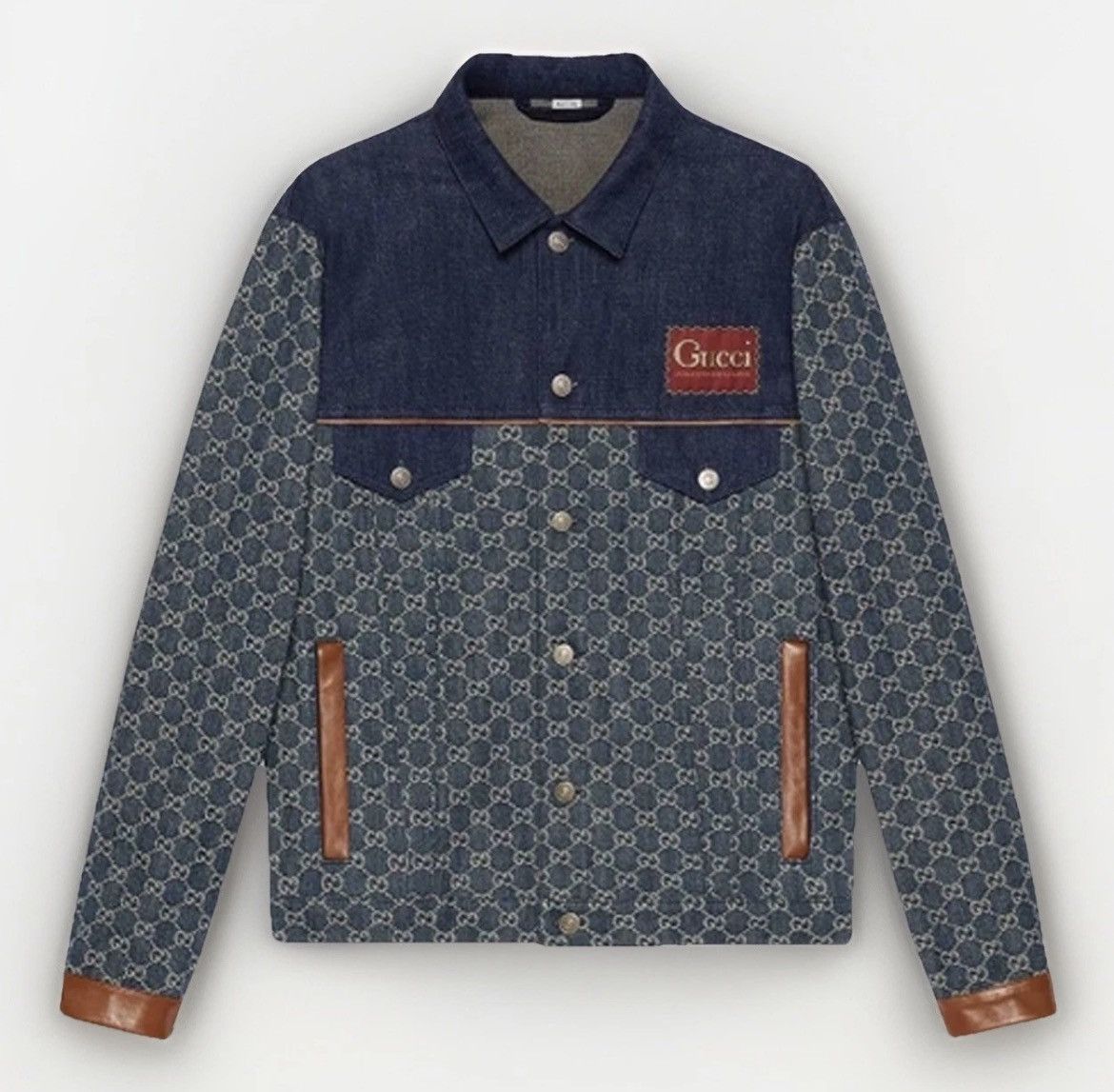Gucci NEW‼️GUCCI⚡️Men's Size 56 EcoWash GG Monogram Denim Jacket Size US XL / EU 56 / 4 - 1 Thumbnail