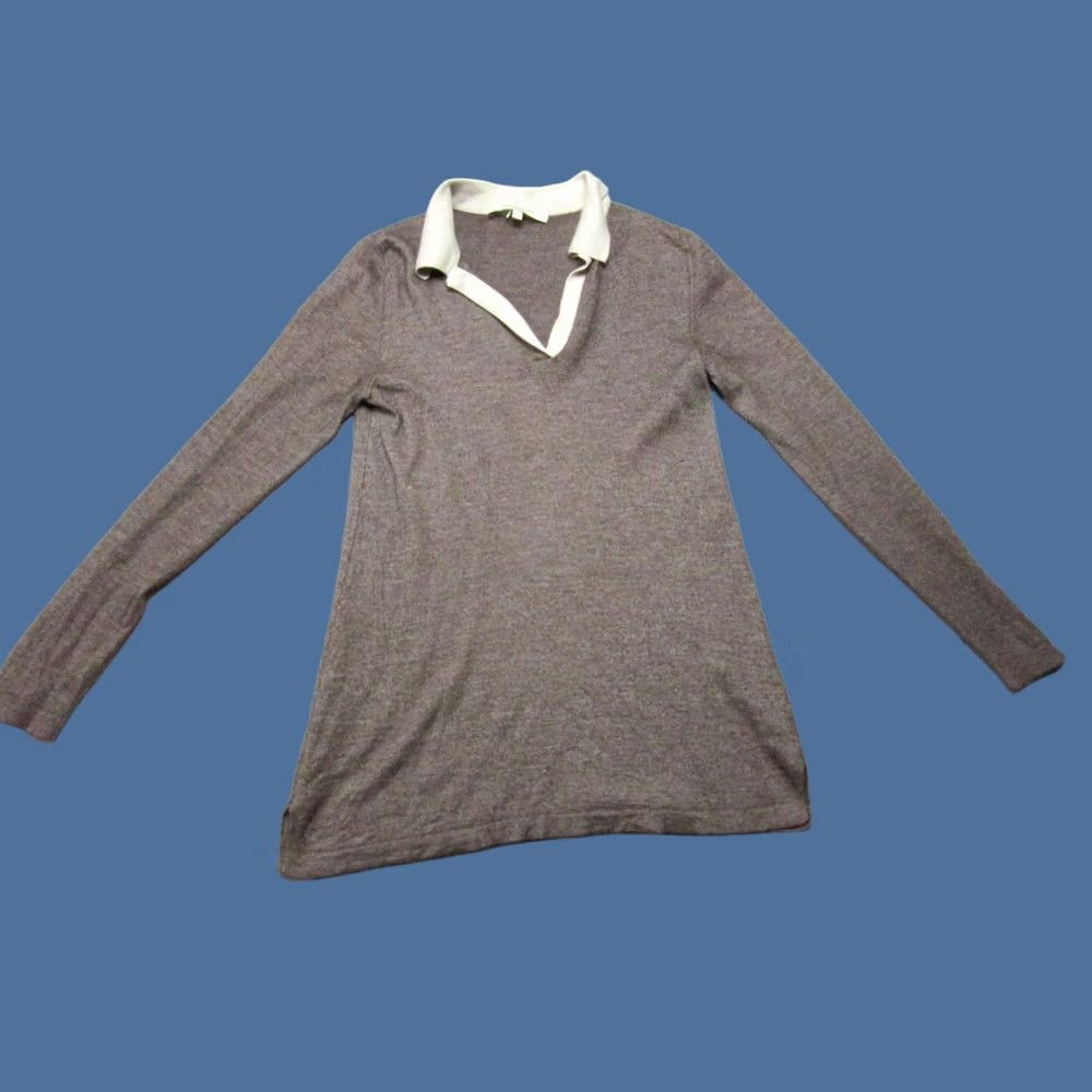 Vintage Rani Arabella Sweater Cashmere Tunic Collared Slim Italy Brown Womens Large Size L / US 10 / IT 46 - 1 Thumbnail
