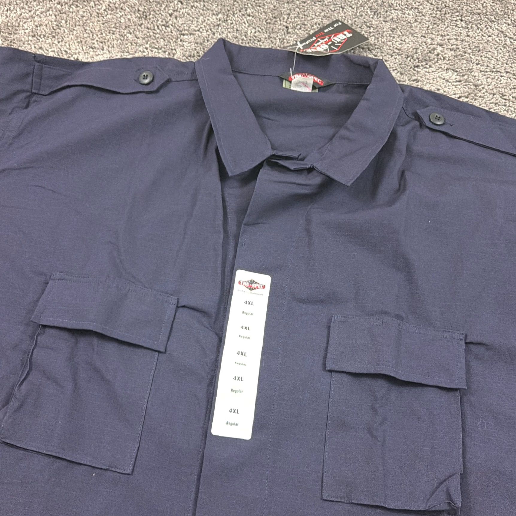 Vintage TRU-SPEC Shirt Mens 4XL Blue Canvas Tactical Utility Long Sleeve Pockets Tac Shirt Size US XXL / EU 58 / 5 - 2 Thumbnail