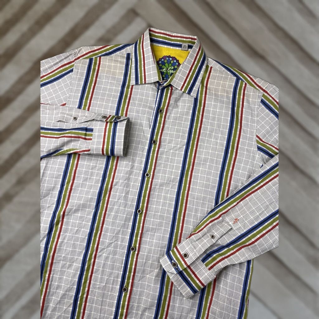 Robert Graham Robert Graham Men's XL MultiColor Stripe Flip Cuff Long Sleeve Button Down Shirt Size US XL / EU 56 / 4 - 1 Thumbnail